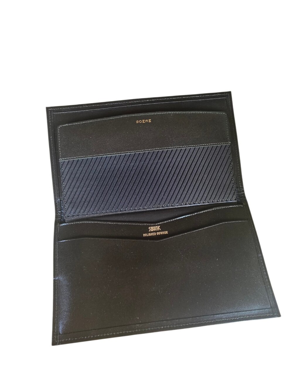 Nwt Vintage SWANK Black Leather Bilfold Checkbook Cover